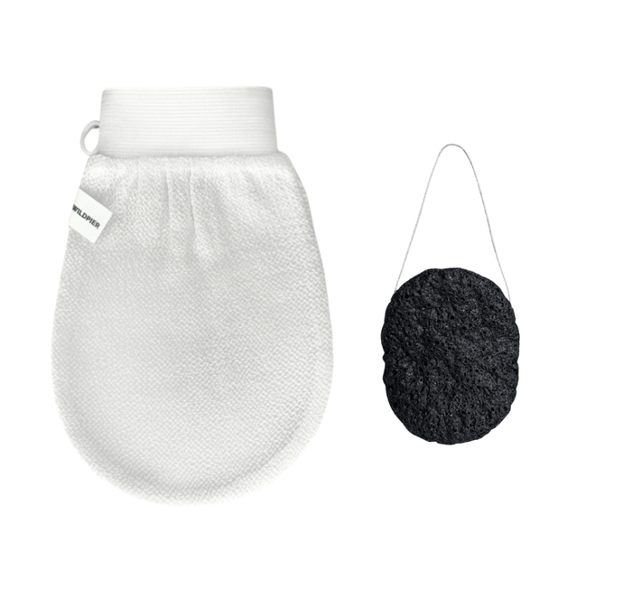 Wildpier™️ Deep Exfoliating Glove and Bamboo Charcoal Konjac Sponge Bundle - Wildpier Beauty